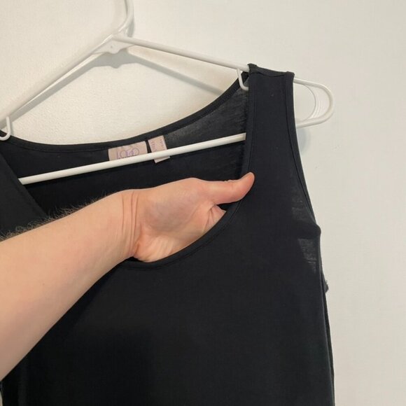 LOGO BY LORI GOLDSTEIN Layers Tank Top with Broomstick Hem Black Polka Dot Mesh - Picture 5 of 16